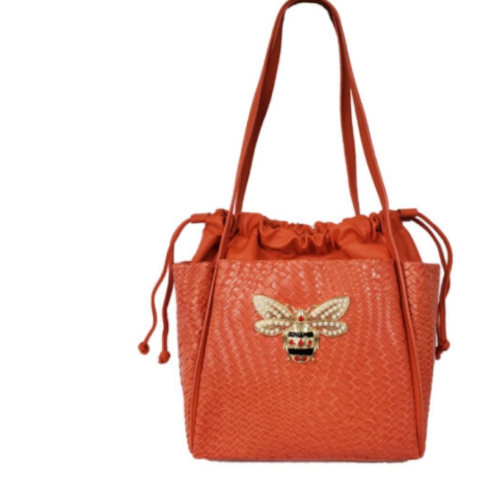 vegan leather bee bag